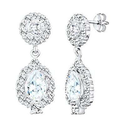 Elli örhängen glittrande dinglande zirkonium kristaller med kristaller i 925 sterlingsilver, Silver, Kubisk zirkonia Elli örhängen glittrande dinglande zirkonium kristaller med kristaller i 925 sterlingsilver, Silver, Kubisk zirkonia