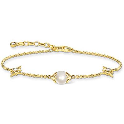 THOMAS SABO Damen Armband Perle mit Sternen Gold 925 Sterlingsilber, 750 Gelbgold Vergoldung THOMAS SABO Damen Armband Perle mit Sternen Gold 925 Sterlingsilber, 750 Gelbgold Vergoldung