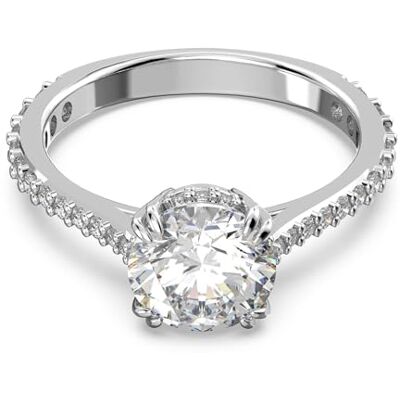 Swarovski Constella Cocktailring, White Princess Cut och Pavé-kristaller i en Rhodiumpläterad miljö, från Constella Collection, storlek 55 Swarovski Constella Cocktailring, White Princess Cut och Pavé-kristaller i en Rhodiumpläterad miljö, från Constella Collection, storlek 55