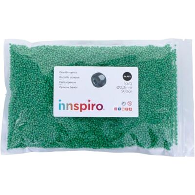 INNSPIRO Grön ogenomskinlig rund glasskiva 2,3 mm, 500 gr, väska, armband, halsband, perfekt för gör-det-själv barnsmycken, fröpärlor INNSPIRO Grön ogenomskinlig rund glasskiva 2,3 mm, 500 gr, väska, armband, halsband, perfekt för gör-det-själv barnsmycken, fröpärlor