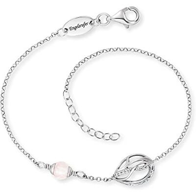 Engelsrufer Damen Armband Himmelsträne mit Lebensblume aus Sterling Silber und Kraftstein Rosenquarz Karabinerverschluss in diversen Längen verstellbar nickelfrei Engelsrufer Damen Armband Himmelsträne mit Lebensblume aus Sterling Silber und Kraftstein Rosenquarz Karabinerverschluss in diversen Längen verstellbar nickelfrei