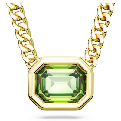 Swarovski Millenia hängehalsband med grön åttakantigt skuren kristall i infattning, guldfärgad kedja, från Millenia Collection Swarovski Millenia hängehalsband med grön åttakantigt skuren kristall i infattning, guldfärgad kedja, från Millenia Collection