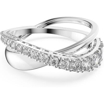Swarovski Twist-ring, Rundskuren, Vit, Rhodiumpläterad Swarovski Twist-ring, Rundskuren, Vit, Rhodiumpläterad