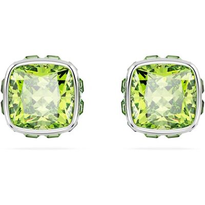 Swarovski Birthstone örhängen, fyrkantig skuren, augusti, grön, rodiumpläterad Swarovski Birthstone örhängen, fyrkantig skuren, augusti, grön, rodiumpläterad