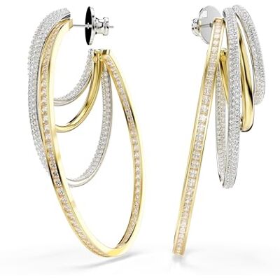 Swarovski Hyperbola hoop örhängen, Blandade snitt, Vit, Blandad metallfinish Swarovski Hyperbola hoop örhängen, Blandade snitt, Vit, Blandad metallfinish