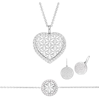 Engelsrufer Ängelsrufer smyckeset dam – kedja, armband & örhängen livets blomma – 925 sterlingsilver rodium-belagd med zirkonia – symbol för harmoni och balans, 42 + 4 + 4 cm, 17 + 3 cm, Sterlingsilver, Ingen Engelsrufer Ängelsrufer smyckeset dam – kedja, armband & örhängen livets blomma – 925 sterlingsilver rodium-belagd med zirkonia – symbol för harmoni och balans, 42 + 4 + 4 cm, 17 + 3 cm, Sterlingsilver, Ingen