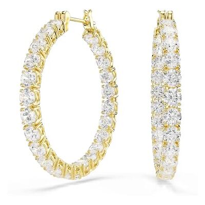 Swarovski Matrix hoop örhängen, Rundslipade, Vit, Guldfärgad Swarovski Matrix hoop örhängen, Rundslipade, Vit, Guldfärgad