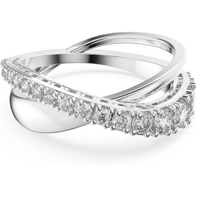 Swarovski Twist-ring, Vit, Rhodiumpläterad Swarovski Twist-ring, Vit, Rhodiumpläterad