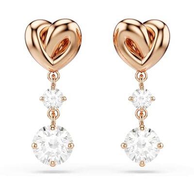 Swarovski Lifelong Heart droppörhängen, Heart, White, Rose guldfärgade Swarovski Lifelong Heart droppörhängen, Heart, White, Rose guldfärgade
