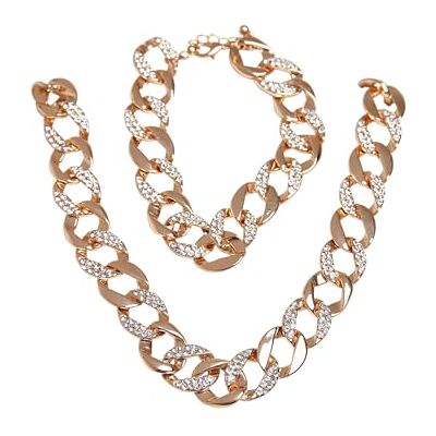 Urban Classics Basic Diamond halsband och armband set manschettknappar blandade, Guld Urban Classics Basic Diamond halsband och armband set manschettknappar blandade, Guld