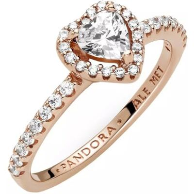 PANDORA Timeless hjärta 14k roséguldpläterad ring med klar kubisk zirkonia, 56 PANDORA Timeless hjärta 14k roséguldpläterad ring med klar kubisk zirkonia, 56
