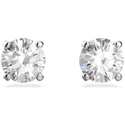 Swarovski Attract örhängen, runda skurna, Medium, Vita, Rhodiumpläterade Swarovski Attract örhängen, runda skurna, Medium, Vita, Rhodiumpläterade