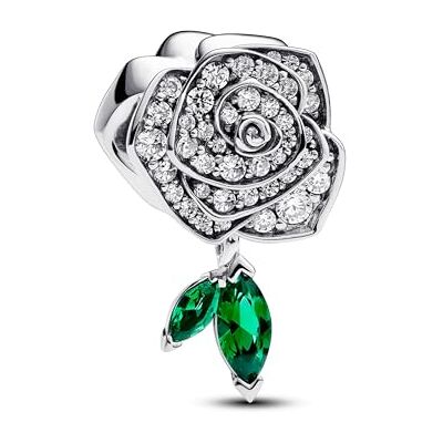 PANDORA Moments Funkelnde Blühende Rose Charm aus Sterling Silber mit Zirkonia, Kompatibel mit Moments Armbändern, 793201C01 PANDORA Moments Funkelnde Blühende Rose Charm aus Sterling Silber mit Zirkonia, Kompatibel mit Moments Armbändern, 793201C01