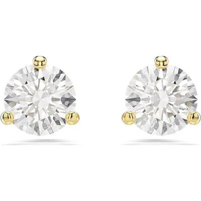 Swarovski Solitaire Örhängen, Rundslipning, Vit, Guldpläterad Swarovski Solitaire Örhängen, Rundslipning, Vit, Guldpläterad