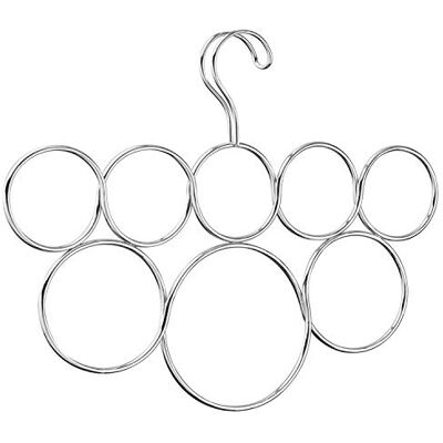 InterDesign iDesign Halsdukshängare med 8 ringar, metallhängande halsduksorganiserare för garderob eller garderob, fungerar också som slipsställ eller bälteshängare, silver, 33 x 1,9 x 24,8 centimeter InterDesign iDesign Halsdukshängare med 8 ringar, metallhängande halsduksorganiserare för garderob eller garderob, fungerar också som slipsställ eller bälteshängare, silver, 33 x 1,9 x 24,8 centimeter