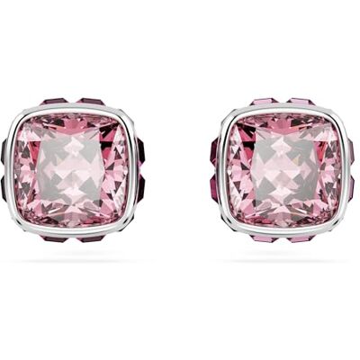 Swarovski Birthstone örhängen, fyrkantig skuren, oktober, rosa, rodiumpläterad Swarovski Birthstone örhängen, fyrkantig skuren, oktober, rosa, rodiumpläterad