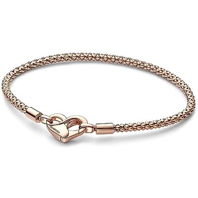 PANDORA Moments Studded Chain Armband aus Sterling Silber mit 14 Karat rosévergoldete Metalllegierung, Kompatibel Moments, Größe: 19cm, 582731C00-19 PANDORA Moments Studded Chain Armband aus Sterling Silber mit 14 Karat rosévergoldete Metalllegierung, Kompatibel Moments, Größe: 19cm, 582731C00-19