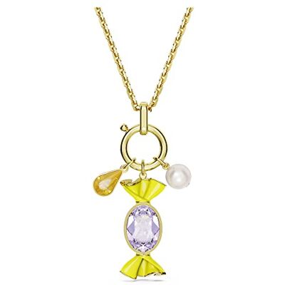 Swarovski Dulcis Halskette Gold für Damen mit Bonbon Anhänger mit Weißen Zirkonia Kristallen, 5666340 Swarovski Dulcis Halskette Gold für Damen mit Bonbon Anhänger mit Weißen Zirkonia Kristallen, 5666340