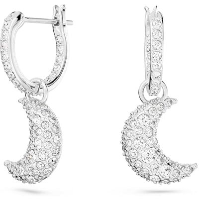 Swarovski Luna droppörhängen, Crescent Moon Motiv med vita pavéstenar i en rodiumpläterad miljö, från Luna Collection Swarovski Luna droppörhängen, Crescent Moon Motiv med vita pavéstenar i en rodiumpläterad miljö, från Luna Collection