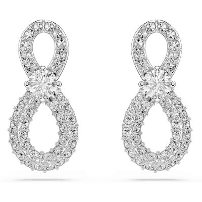 Swarovski Hyperbola stud örhängen, Runt snitt, Pavé, Infinity, Vit, Rodiumpläterad Swarovski Hyperbola stud örhängen, Runt snitt, Pavé, Infinity, Vit, Rodiumpläterad