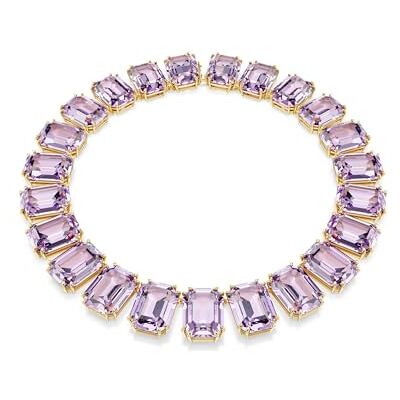Swarovski Millenia Tennis halsband, överdimensionerade kristaller, Octagon cut, lila, guldfärgad, En storlek Swarovski Millenia Tennis halsband, överdimensionerade kristaller, Octagon cut, lila, guldfärgad, En storlek