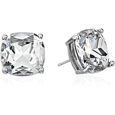 kate spade new york Small Square Studs, Clear/Silver kate spade new york Small Square Studs, Clear/Silver