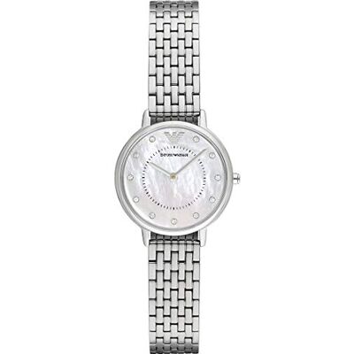 Giorgio Armani klocka för kvinnor, tvåhandsrörelse, 28 mm na rostfritt stål fodral med rem i rostfritt stål, AR2511, SILVER, 28 mm, Armband Giorgio Armani klocka för kvinnor, tvåhandsrörelse, 28 mm na rostfritt stål fodral med rem i rostfritt stål, AR2511, SILVER, 28 mm, Armband