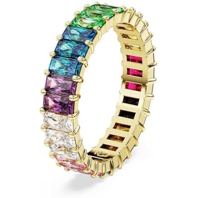 Swarovski Matrix-ring, Baguetteskuren, Flerfärgad, Guldfärgad Swarovski Matrix-ring, Baguetteskuren, Flerfärgad, Guldfärgad