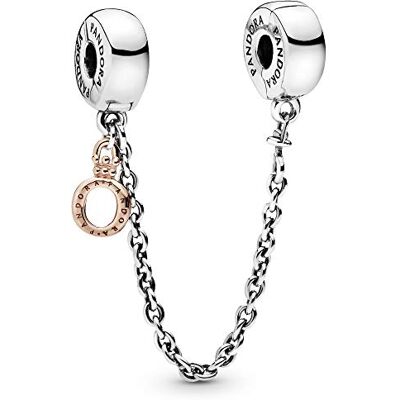 PANDORA ROSE Charm ROSE "Sicherheitskette und baumelnde Krone" 788313-05 PANDORA ROSE Charm ROSE "Sicherheitskette und baumelnde Krone" 788313-05