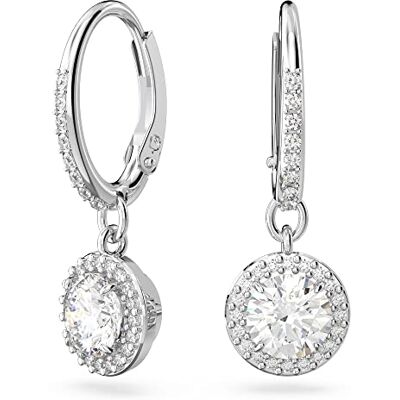 Swarovski Constella droppörhängen, vita rundskurna kristaller i en rodiumpläterad miljö, från Constella Collection Swarovski Constella droppörhängen, vita rundskurna kristaller i en rodiumpläterad miljö, från Constella Collection