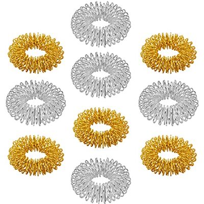 chi-enterprise Premium massagering set för fingret antistress-ring akupressurring – ångestring Innehåll: 10 x antistress-ring (5 x guld/liten, 5 x silver/stor) chi-enterprise Premium massagering set för fingret antistress-ring akupressurring – ångestring Innehåll: 10 x antistress-ring (5 x guld/liten, 5 x silver/stor)