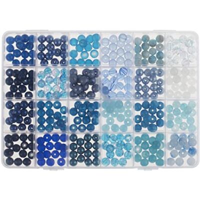 Glorex 6 1630 342 – smyckesset med glaspärlor, i förvaringslåda, blå sorterade, perfekt för att designa smycken, armband, halsband, tillbehör eller som dekoration Glorex 6 1630 342 – smyckesset med glaspärlor, i förvaringslåda, blå sorterade, perfekt för att designa smycken, armband, halsband, tillbehör eller som dekoration