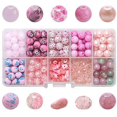 Generic Generiskt paket med 200 glas glas sprickbildning ädelstenar tråd dekorationspärlor med hål för armband smycken tillverkning hantverk gör-det-själv rosa Generic Generiskt paket med 200 glas glas sprickbildning ädelstenar tråd dekorationspärlor med hål för armband smycken tillverkning hantverk gör-det-själv rosa