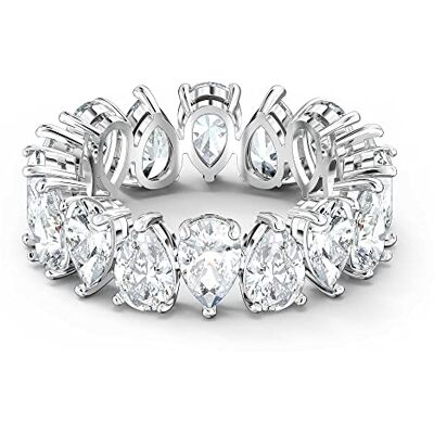 Swarovski Matrix Vittore ring, päronslipad, vit, silverfärgad finish, 50 Swarovski Matrix Vittore ring, päronslipad, vit, silverfärgad finish, 50