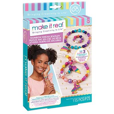 Make It Real Rainbow Bracelet Making Kit with Ring Girls Jewellery Arts and Crafts for Kids Make It Real Rainbow Bracelet Making Kit with Ring Girls Jewellery Arts and Crafts for Kids