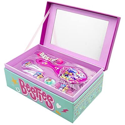 Joytoy My Little Pony-The Movie smyckeskrin med accessoarer: 2 hårspännen, 1 ring, 1 fläthållare, 1 armband, 1 hårborste 18 x 11,5 x 7 cm Joytoy My Little Pony-The Movie smyckeskrin med accessoarer: 2 hårspännen, 1 ring, 1 fläthållare, 1 armband, 1 hårborste 18 x 11,5 x 7 cm