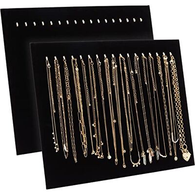 Genie Crafts 2-pack smyckesvisning för försäljning, svart sammet boutique halsband stativ brädor med krokar för pop up-butik (38 x 30 x 10 cm) Genie Crafts 2-pack smyckesvisning för försäljning, svart sammet boutique halsband stativ brädor med krokar för pop up-butik (38 x 30 x 10 cm)