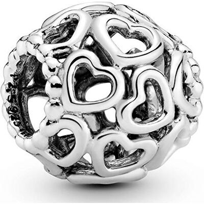 PANDORA All Over-Herzen Charm Sterling-Silber 11 x 11 x 10,7 mm (T/H/B) PANDORA All Over-Herzen Charm Sterling-Silber 11 x 11 x 10,7 mm (T/H/B)