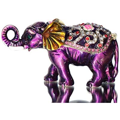 Waltz&F Lila elefant gångjärn prydnadssak box bejeweled handmålad ringhållare djur statyett samlarobjekt Waltz&F Lila elefant gångjärn prydnadssak box bejeweled handmålad ringhållare djur statyett samlarobjekt