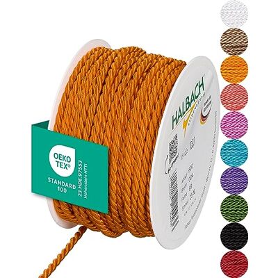 Halbach sidenband premiumsnöre (mörkorange) bredd 4 mm längd 25 m Tillverkad i Tyskland & Öko-Tex certifierad glänsande satinsnöre av acetat Halbach sidenband premiumsnöre (mörkorange) bredd 4 mm längd 25 m Tillverkad i Tyskland & Öko-Tex certifierad glänsande satinsnöre av acetat