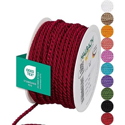 Halbach sidenband premiumsnöre (vinröd) bredd 4 mm längd 25 m Tillverkad i Tyskland & Öko-Tex certifierad glänsande satinsnöre av acetat Halbach sidenband premiumsnöre (vinröd) bredd 4 mm längd 25 m Tillverkad i Tyskland & Öko-Tex certifierad glänsande satinsnöre av acetat