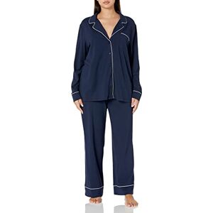 Amazon Essentials dam bomull modal långärmad skjorta och full längd botten pyjamas set (finns i plusstorlek), marinblå, Large Amazon Essentials dam bomull modal långärmad skjorta och full längd botten pyjamas set (finns i plusstorlek), marinblå, Large