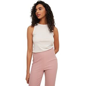 Trendyol Loungewear för kvinnor monterad bas V-hals vävd undertröja, BEIgE, L Trendyol Loungewear för kvinnor monterad bas V-hals vävd undertröja, BEIgE, L