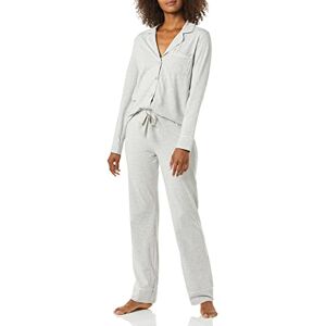 Amazon Essentials dam bomull modal långärmad skjorta och full längd botten pyjamas set (finns i plusstorlek), grå ljung, X-Large Amazon Essentials dam bomull modal långärmad skjorta och full längd botten pyjamas set (finns i plusstorlek), grå ljung, X-Large