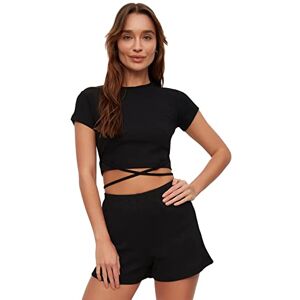 Trendyol Dam myskläder figursydd rund hals vävd blus, Svart, XL Trendyol Dam myskläder figursydd rund hals vävd blus, Svart, XL