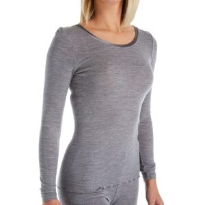 CALIDA True Confidence långärmad tröja för kvinnor, gjord av ullsilke, finribbad temperaturutjämnande och luktneutraliserande, Platina Melé_, 36-38 CALIDA True Confidence långärmad tröja för kvinnor, gjord av ullsilke, finribbad temperaturutjämnande och luktneutraliserande, Platina Melé_, 36-38