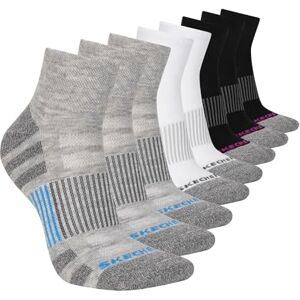 Skechers Dam 8-pack arbetssamling högkvarter crew-strumpor, extra kudde och nätventilation, Ljusgrå ljung/vit/svart, 42-44.5 EU Skechers Dam 8-pack arbetssamling högkvarter crew-strumpor, extra kudde och nätventilation, Ljusgrå ljung/vit/svart, 42-44.5 EU