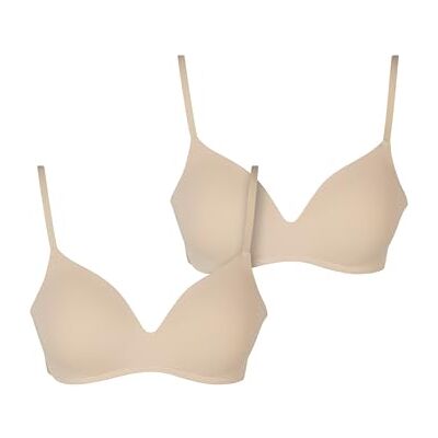 Urban Classics Dam BH Basic vadderad BH 2-pack, vadderad BH med justerbara remmar, sömlös, 2-pack, Nude + nude, 85D Urban Classics Dam BH Basic vadderad BH 2-pack, vadderad BH med justerbara remmar, sömlös, 2-pack, Nude + nude, 85D