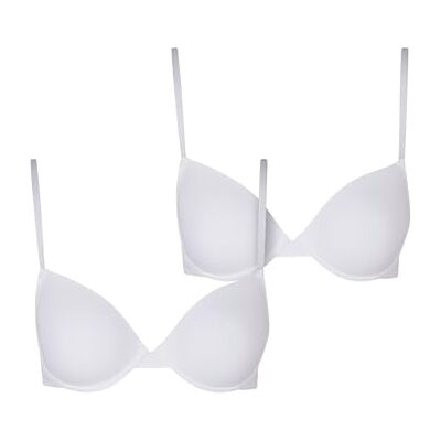 Urban Classics Dam BH Basic Cotton BH 2-pack, bomullsbehå med justerbara remmar, vadderad, 2-pack, Vit + vit, 75A Urban Classics Dam BH Basic Cotton BH 2-pack, bomullsbehå med justerbara remmar, vadderad, 2-pack, Vit + vit, 75A