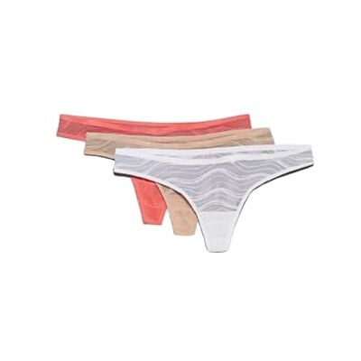 Calvin 3 Pack Thong (Low-Rise) stringtrosor, multi, L dam, Material: Polyester, L Calvin 3 Pack Thong (Low-Rise) stringtrosor, multi, L dam, Material: Polyester, L
